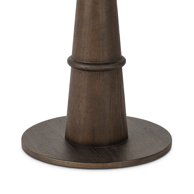 Goetz Bar Table-Brown Oak-Bar, 36.5" H x 32" L x 32" W, Warm Gray Marble/Brown Oak