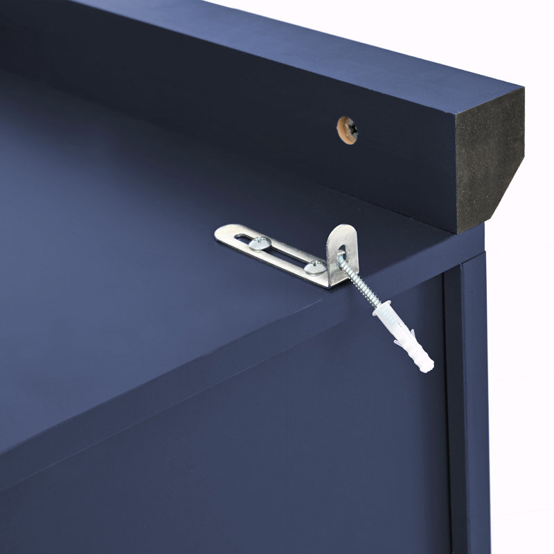 Armoire de rangement haute avec 4 portes, Bleu