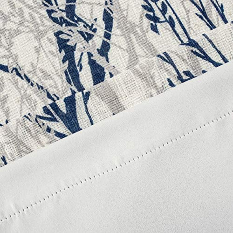 Tree Branch Linen Lined Valance Double Layer Thermal Insulated Room Darkening Blackout Valances 3 Inch Rod Pocket Short Window Valance For Living Room Bathroom 52 Inch By 18 Inch Blue