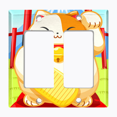 Plaque d'interrupteur en métal (Lucky Cat - Double culbuteur)