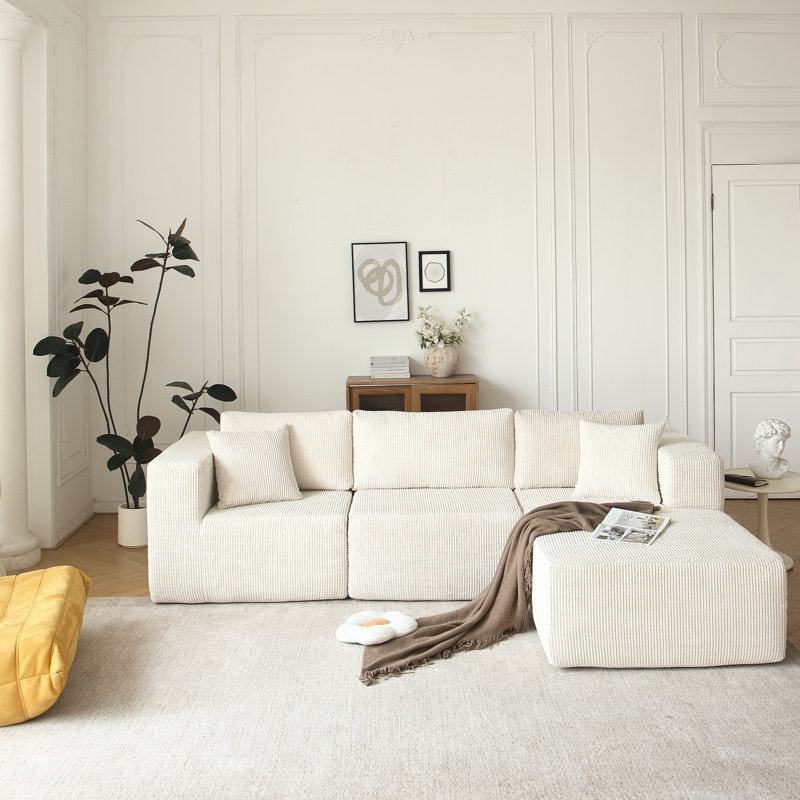 Canapé modulaire en L 3 pour la chambre à coucher Atalanta, Beige