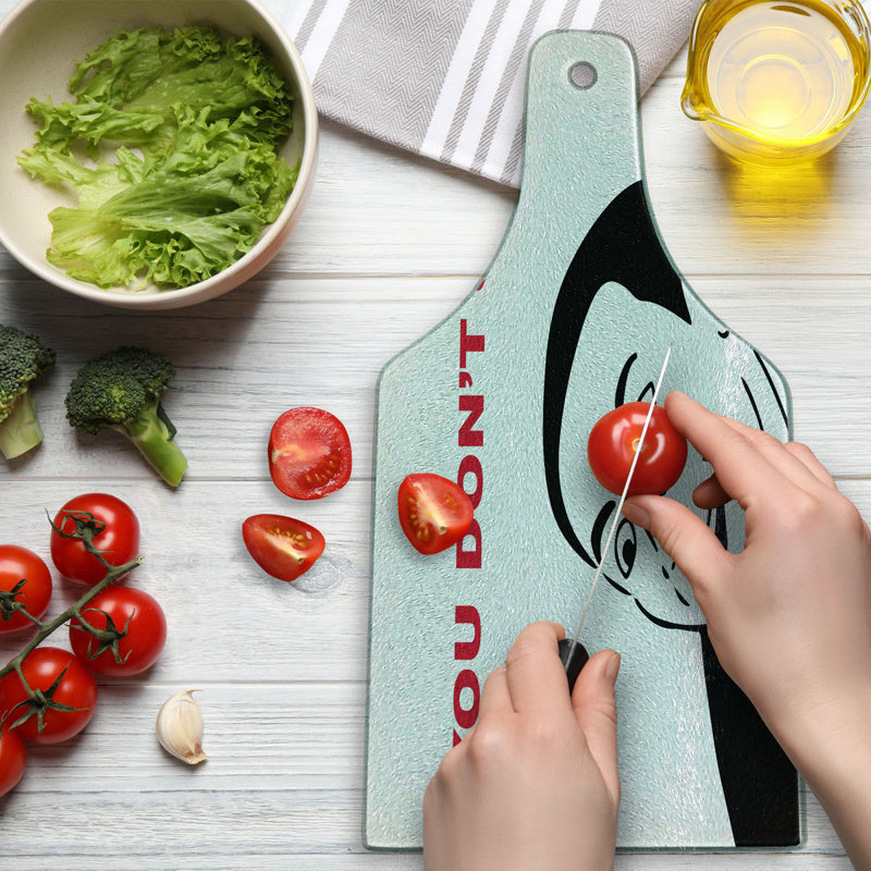 Humorous Black and White Tempered Glass Cutting Board