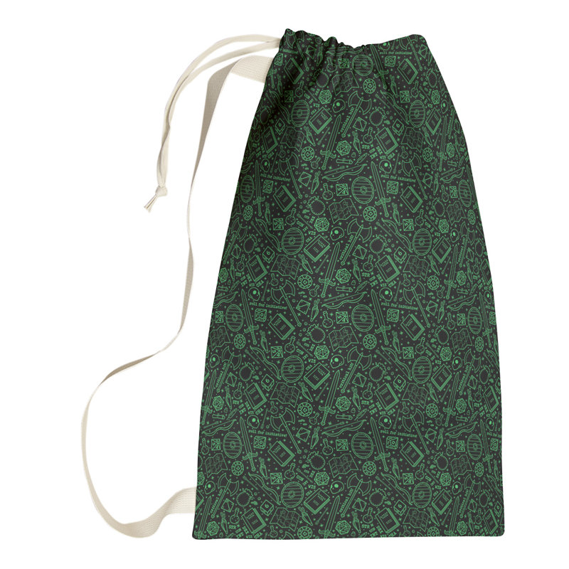 Leffel Laundry Hamper with Handles, Small ( 64" H x 20" W x 1.5" D), Black/Green
