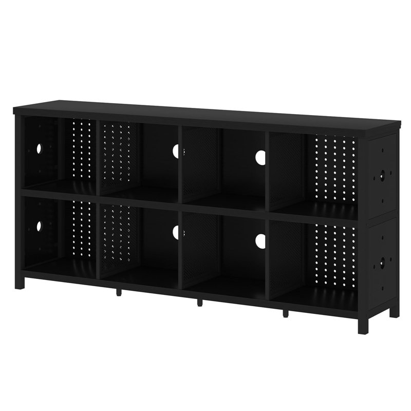 76cm H x 160cm W Metal Cube Bookcase, Black Oak