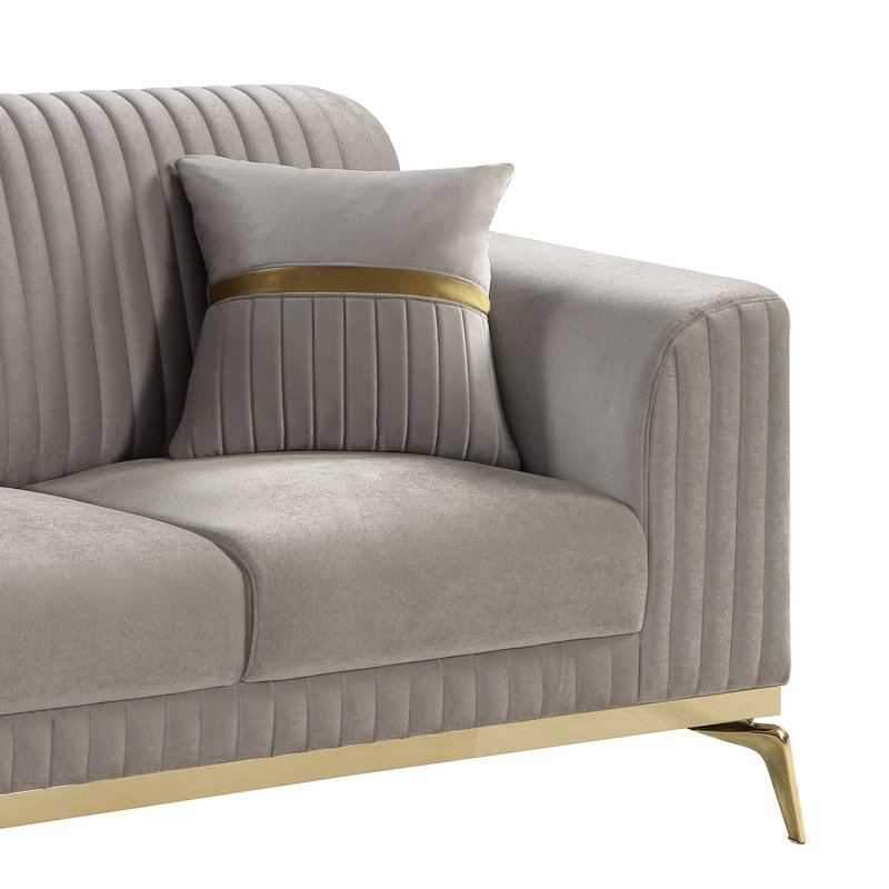 Duplessis 2PC Living Room Set Taupe, Gray, 2 Pieces: Loveseat, Sofa