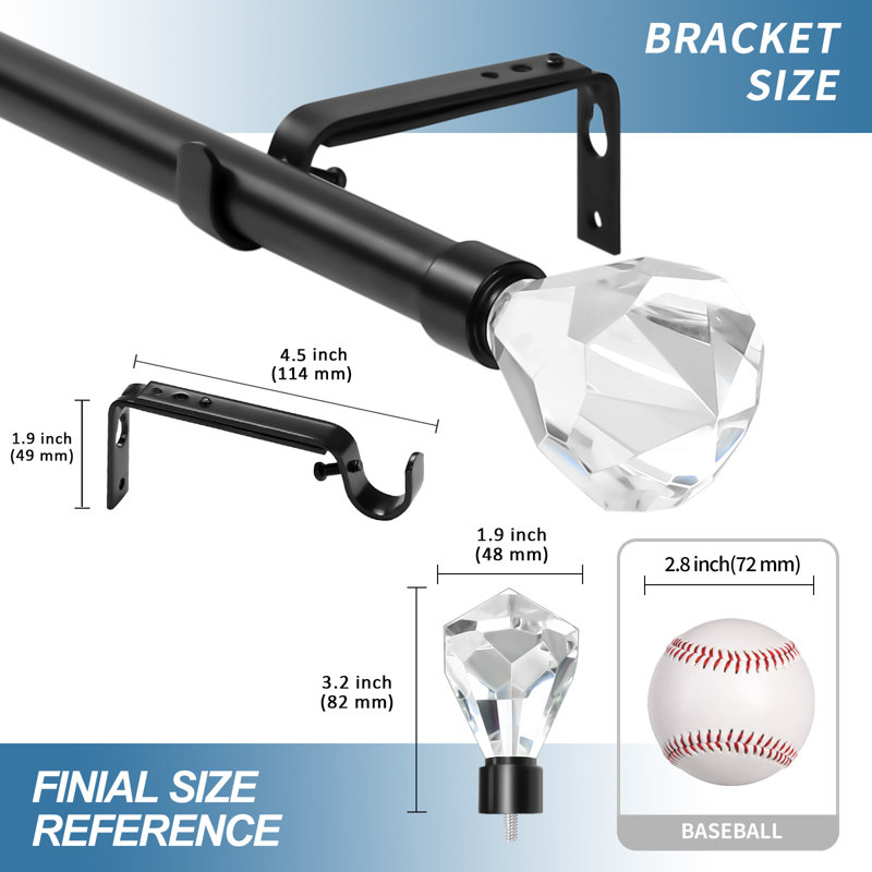 Jamari Curtain Track/Rail, 48"- 84", Black