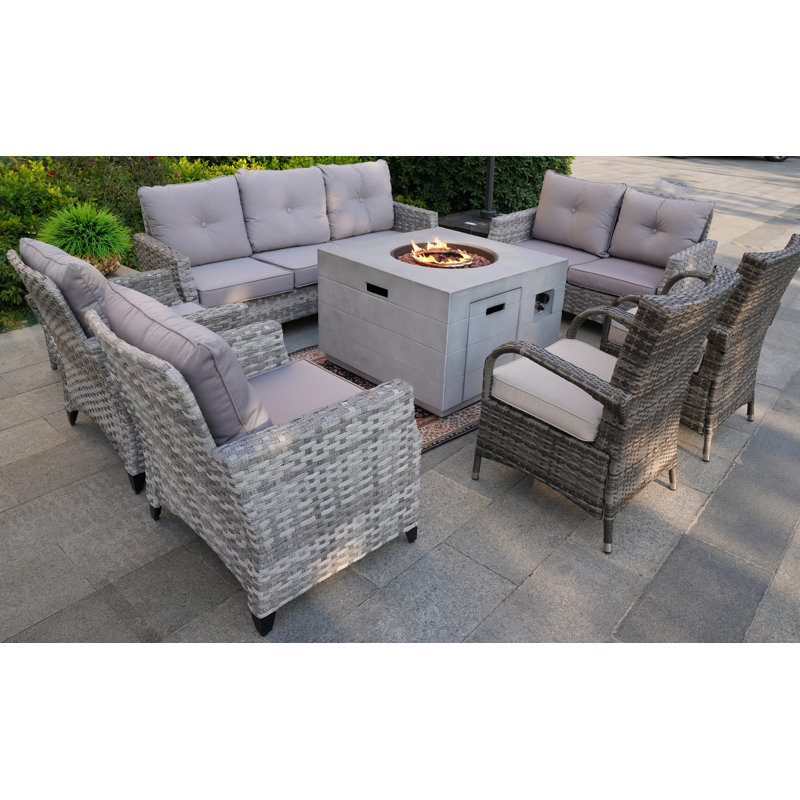 9 - Person Patio Conversation Set with Cushions
