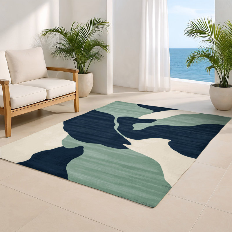 Watercolor Gray Indoor and Outdoor Area Rug, Rectangle 4' x 6'