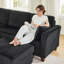 Canapé modulaire en L 90,6 po avec repose-pieds en velours côtelé-421674355