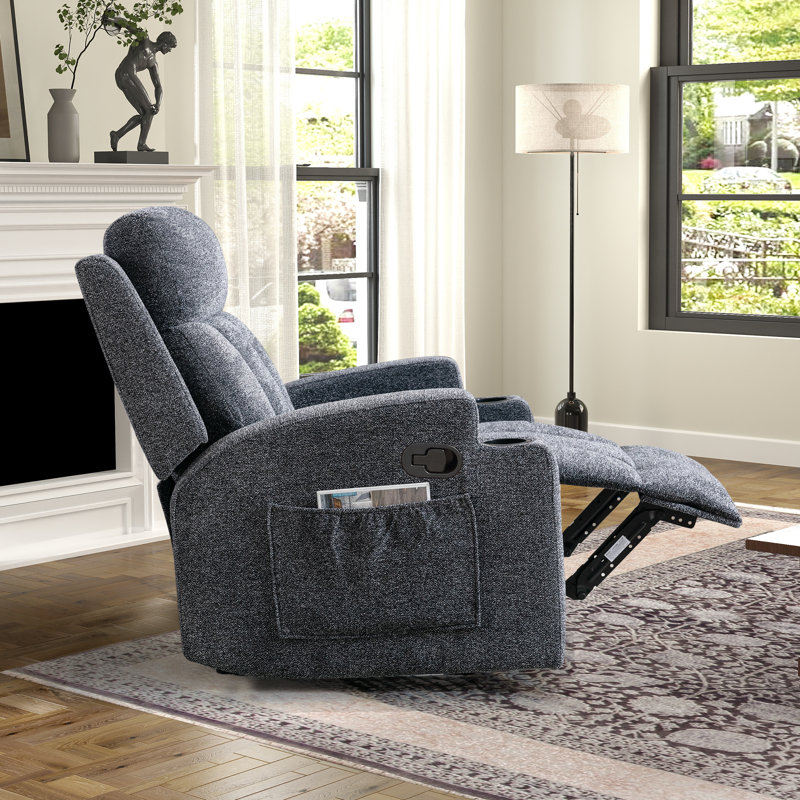 Fauteuil inclinable manuel l 33,07 po avec massage et chauffage , Microfibre / microsuède gris foncé
