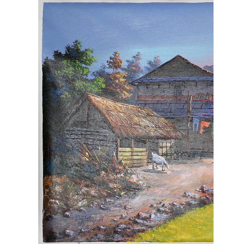 Montagne, village de Dhaulagiri, peinture | Huile sur toile