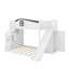 Lit simple superposé au dessus d'un lit double avec escalier de rangement, tablette, glissade et garde-robe-1044033154