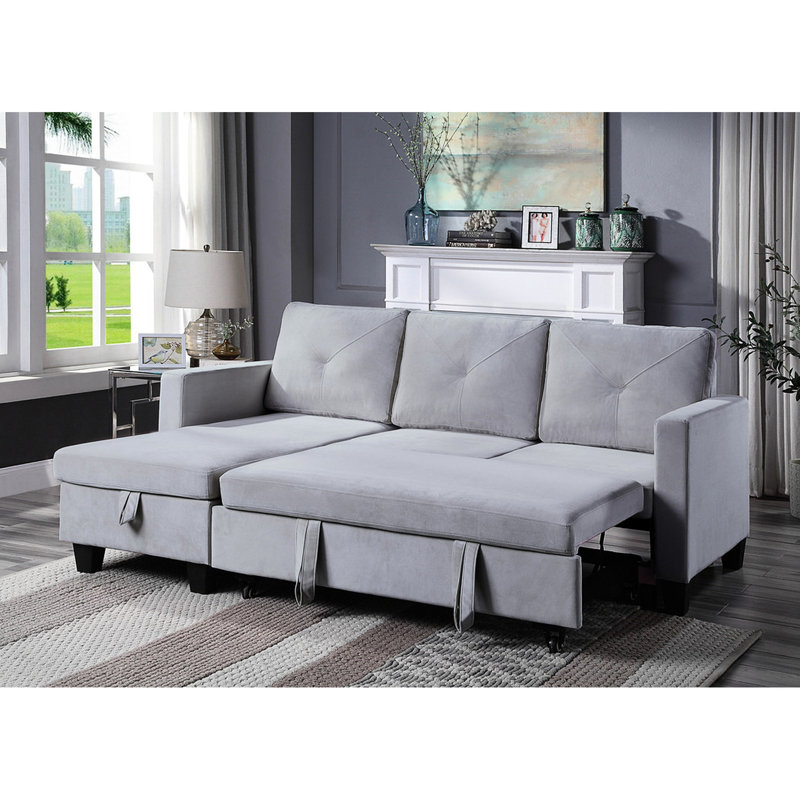 Canapé-lit modulaire 82,5 po en velours réversible avec rangement - sièges rembourrés en mousse et ressorts ensachés