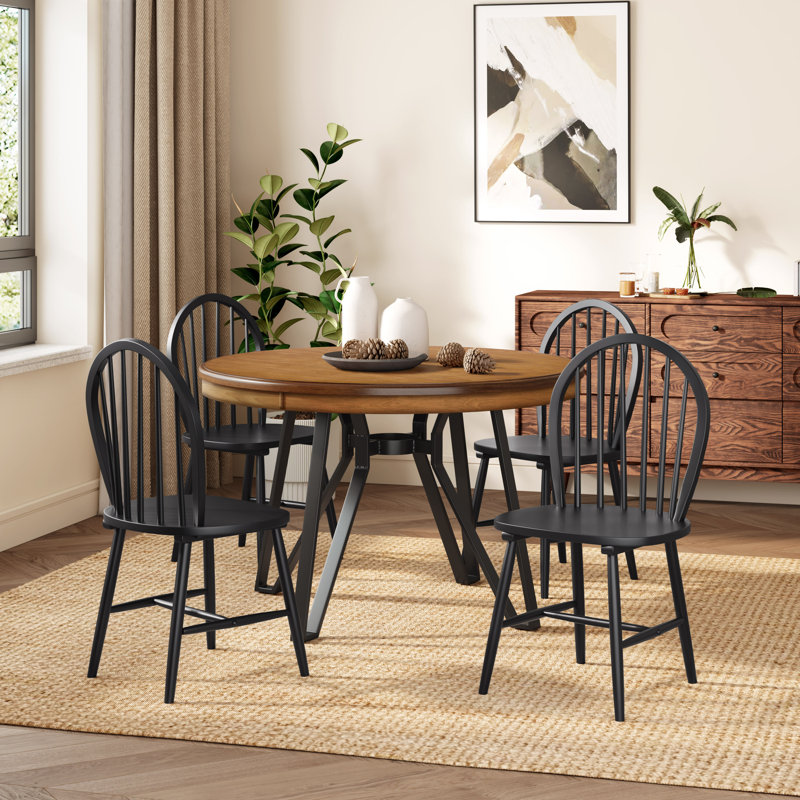 Vidrine 5-Piece Wood Dining Set, Light Brown, Black