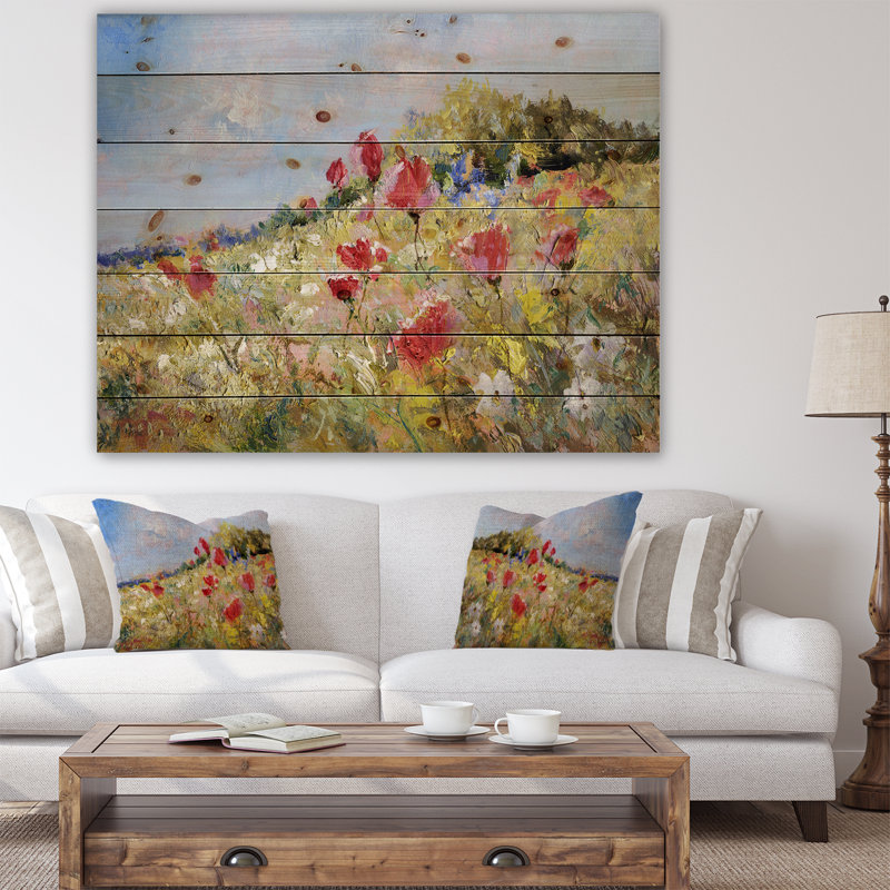 Coquelicots peints dans un pré d'été Coquelicots dans un pré d'été - Peinture sur, H 24 po x l 36 po x P 1 po