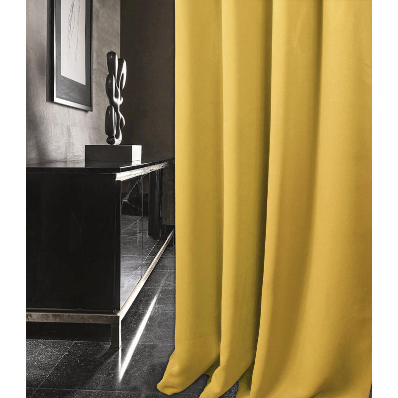 Chacra Room Darkening Curtain Pair, Width 114 x Drop 137cm, Ochre