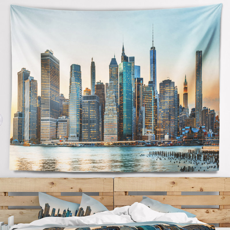 Photographie new york city skyline tapisserie, H 78 po x l 92 po