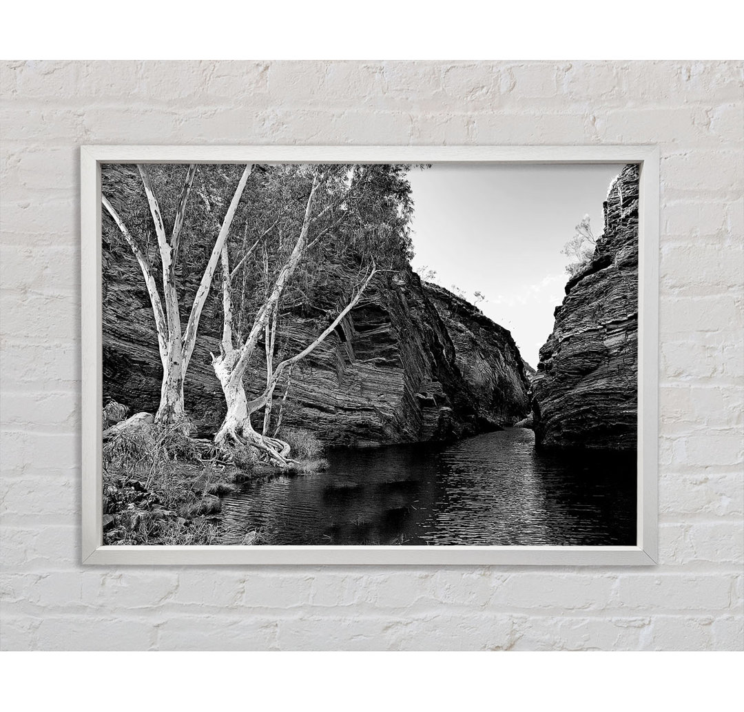 B N W Valley Still Waters - Einzelner Bilderrahmen Kunstdrucke auf Leinwand