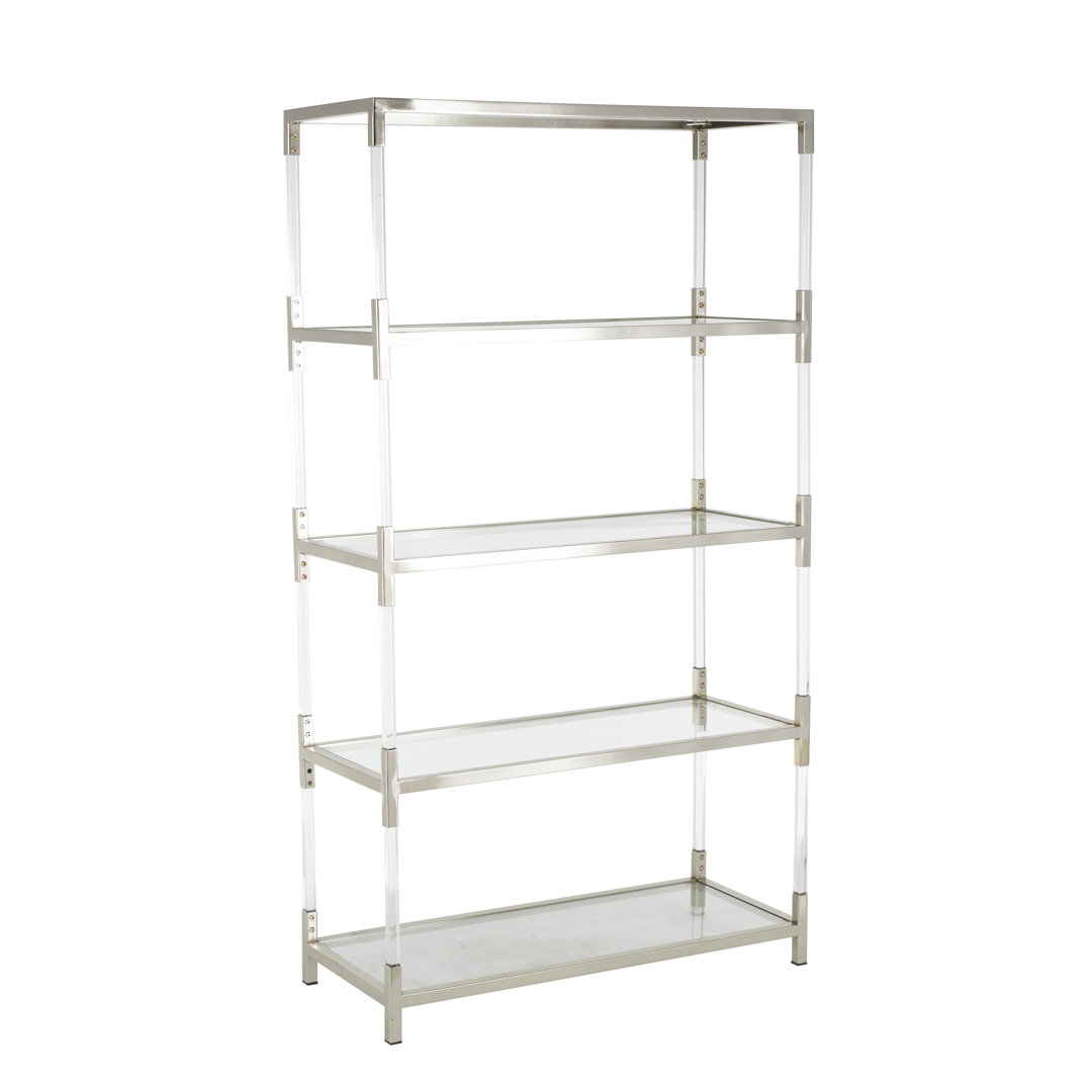 Cole And Grey Acrylic Plastic Rectangle 5 Tier Shelving Unit With Silver Frame Supports CosmoLiving by Cosmopolitan