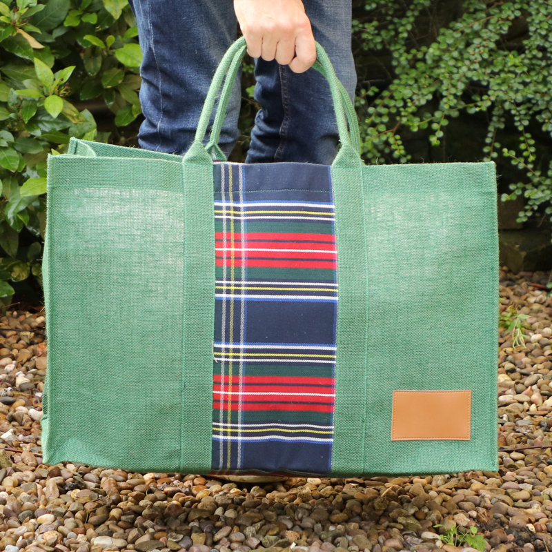 Sarina Jute Log Carrier, Green