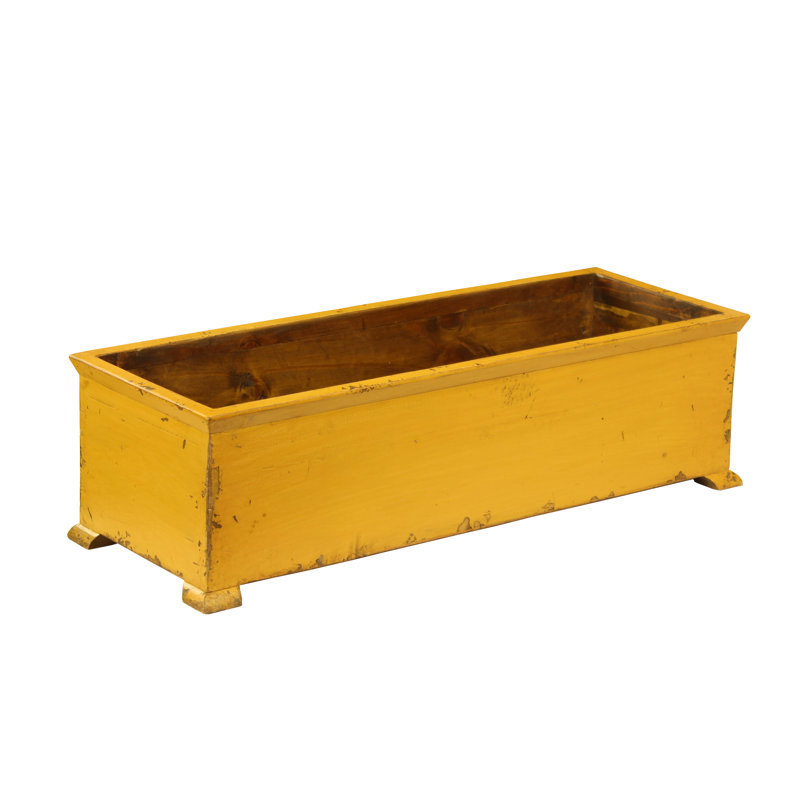 Pot à fleurs en bois Maghakia, Jaune