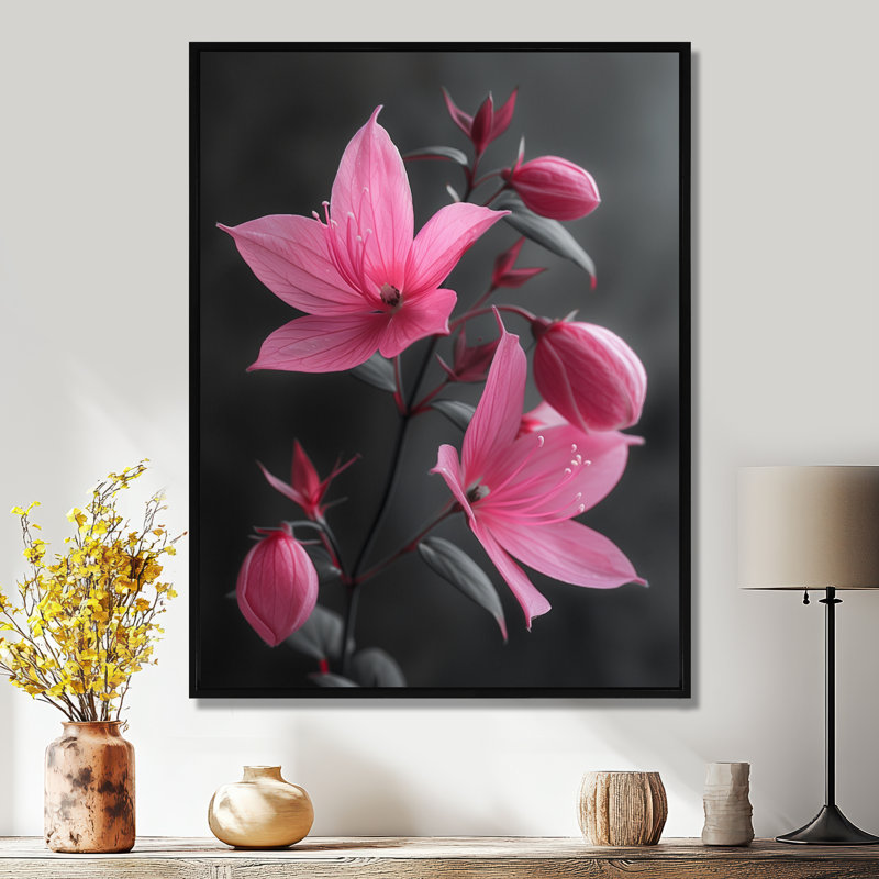 Fuchsia - Fuchsia, Cadre flottant noir, bois massif, H 16 po x l 32 po