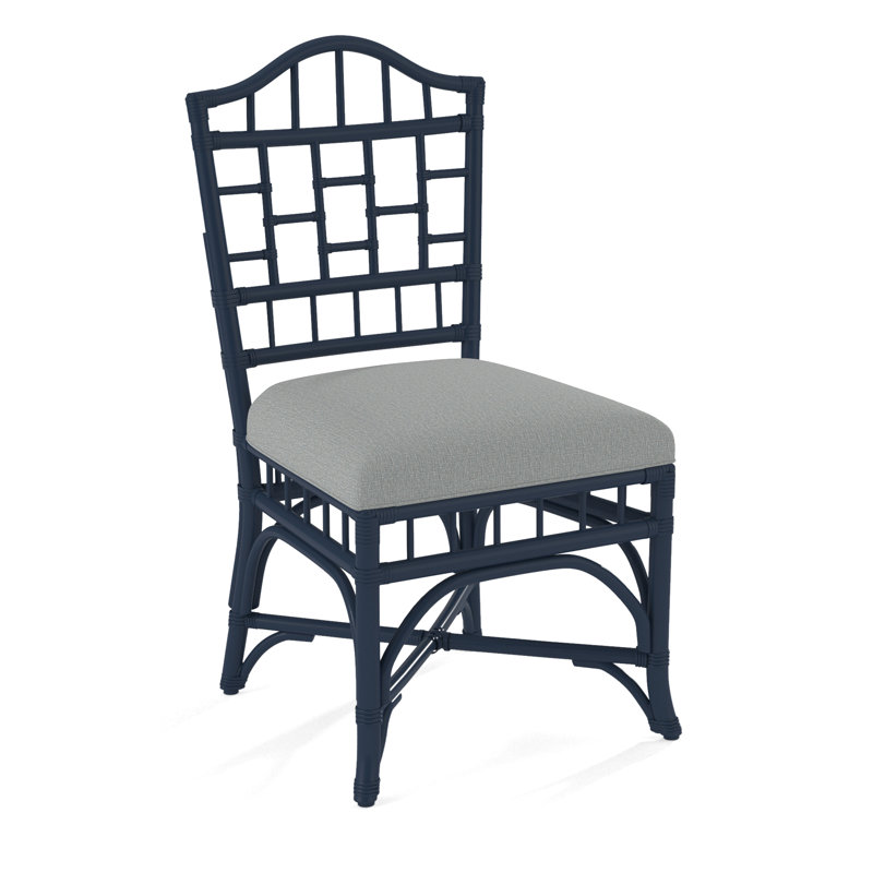 Chippendale Side Dining Chair, Navy, Light Blue Performance Fabric; 0851-55