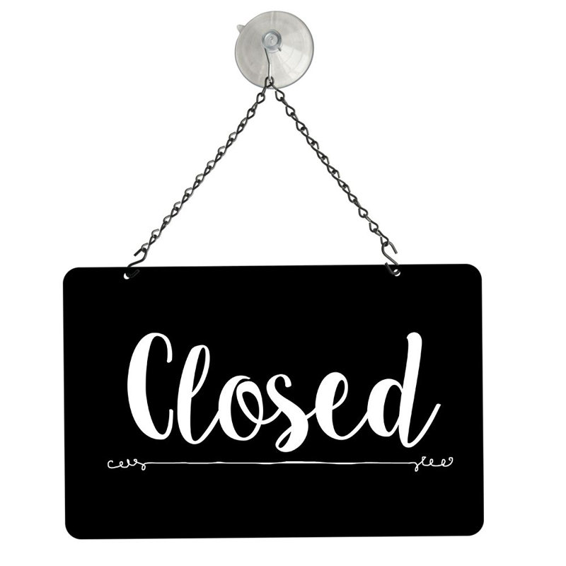 2 Sided Metal Sign Kit Open/Close, Black