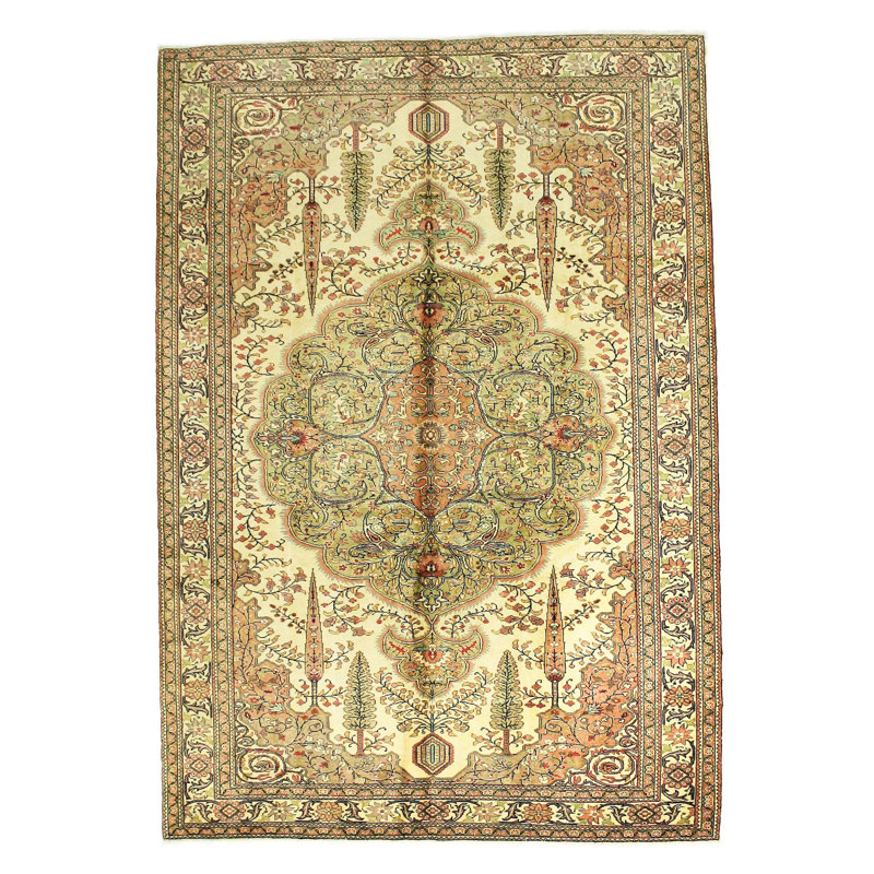 Tapis traditionnel turc beige et ivoire 7 x 10