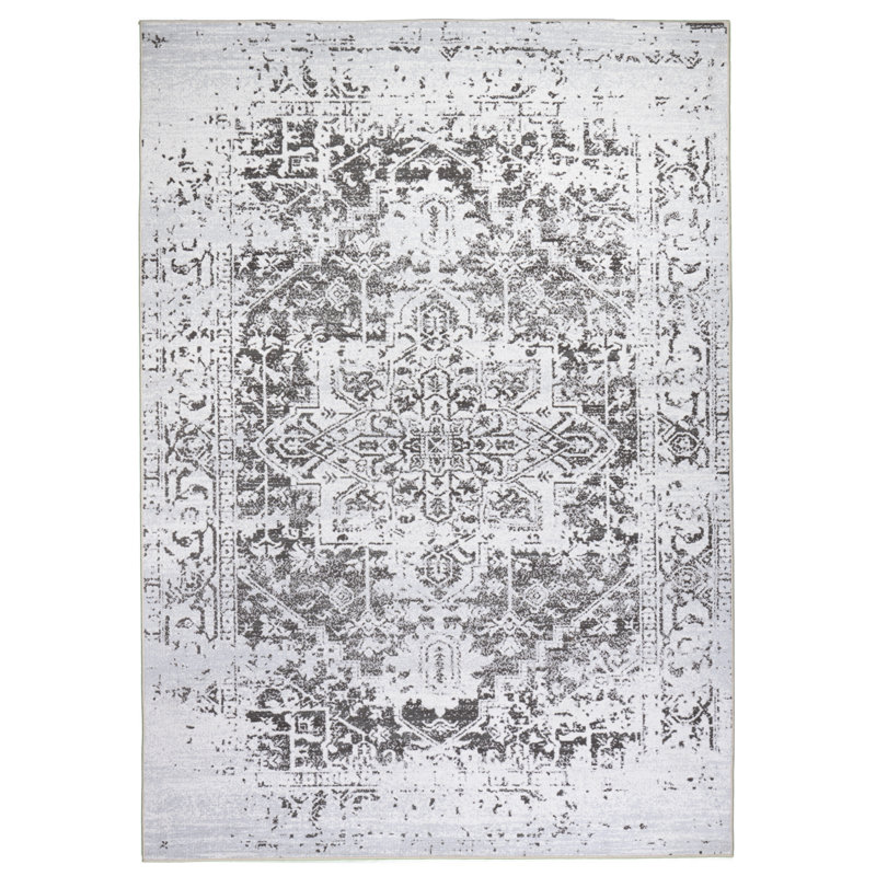 Tapis lavable à la machine avec envers antidérapant à motif floral moderne abstrait brun et crème, Rectangle 8 pi x 10 pi