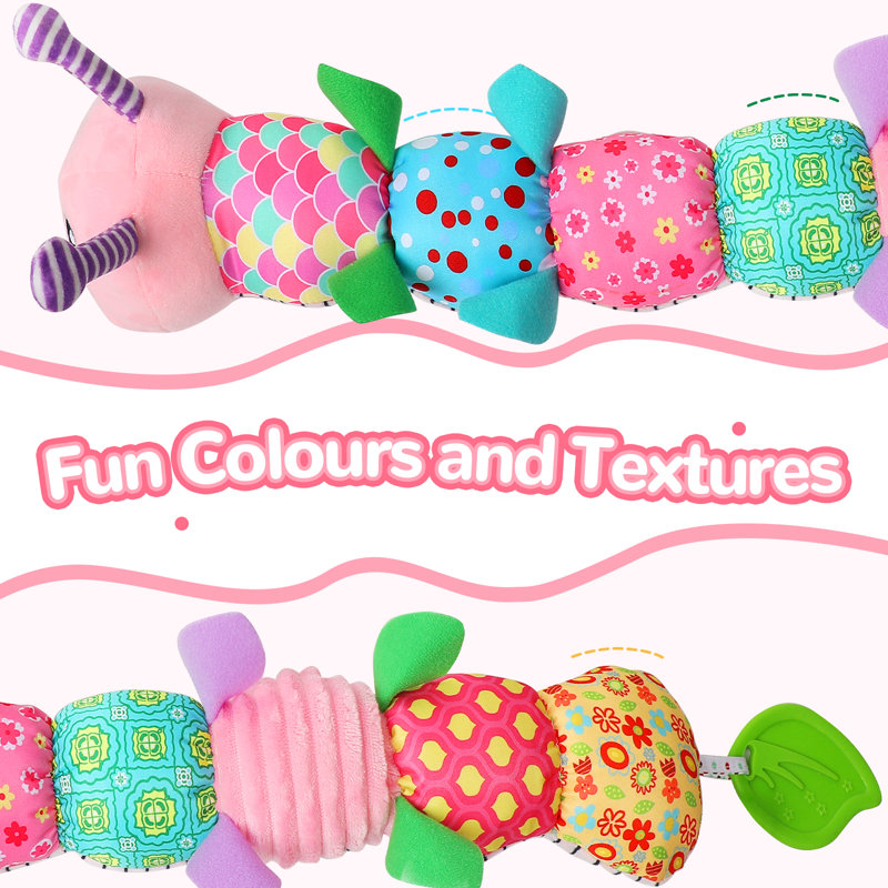 Jouet pour bébé, ver à bourre sensorielle multi-textures avec son intégré, jouet pour tout-petit pour les garçons de 0 à 12 mois, InfantPlushToy