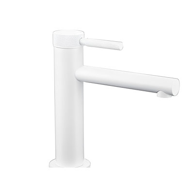 White Matte Modern Single Hole Bathroom Faucet
