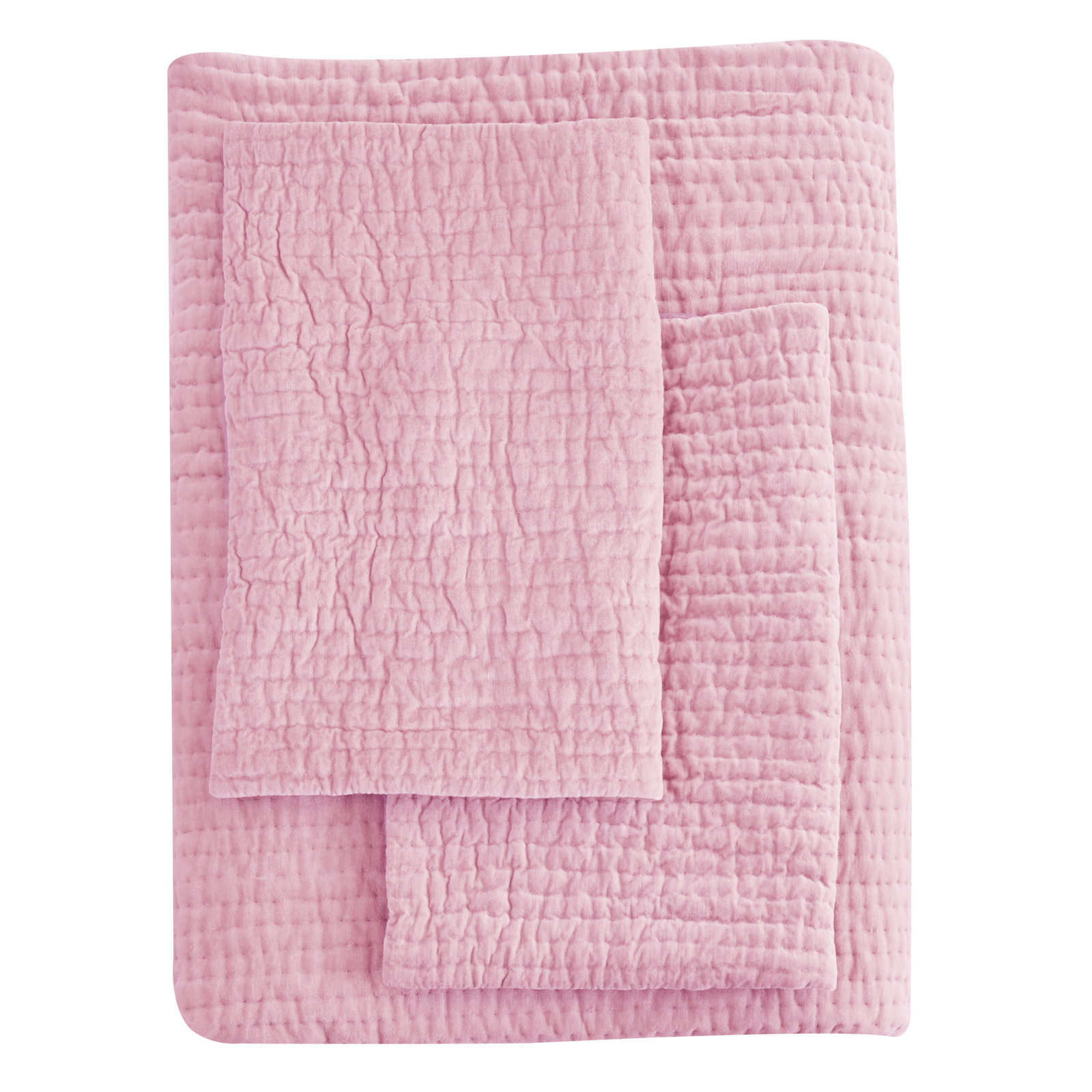 Chambord Cotton Quilt Set, King Quilt + 2 King Shams, Rose
