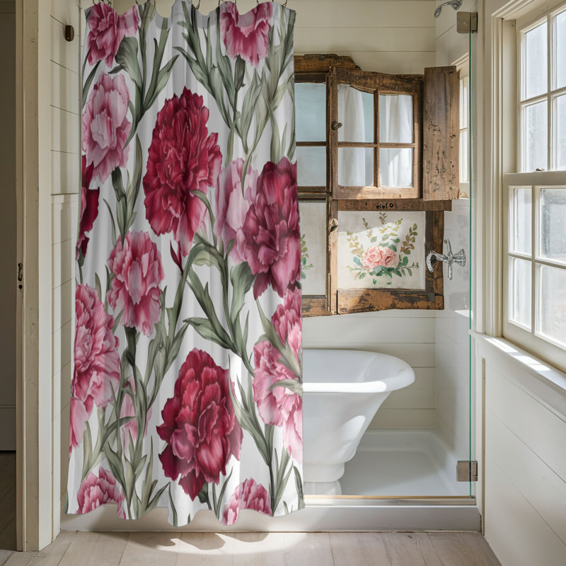 Rideau de douche standard 1 pièce Flora, H 74 po x l 71 po