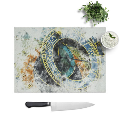 Astronomical Clock in Prague Watercolour Chopping Board
