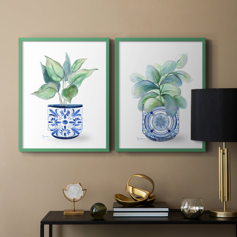 «Plant Chinoiserie I», reproduction encadrée de qualité supérieure - prête à être accrochée - aucun clou requis - aucun clou requis