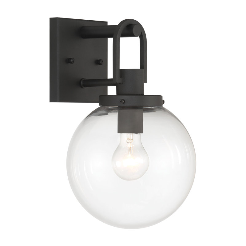Latitude Run® Hayliee - 1 Light Outdoor Wall Mount In Sand Coal Finish, 4.23" H x 13" W x 8" D