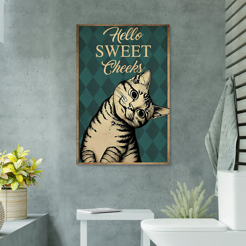 «Cat Hello Sweet Cheek» - Reproduction de rectangle 1 pièce, H 10 po x l 8 po x P 1,25 po