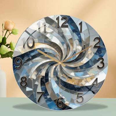 Horloge murale en spirale avec finition miroir - Horloge murale moderne en verre 12 po