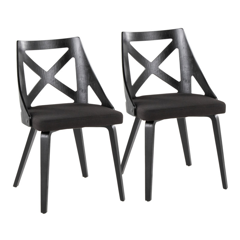 Raimonda 18.25'' H Fabric Upholstered Side Chair, Charcoal, Black