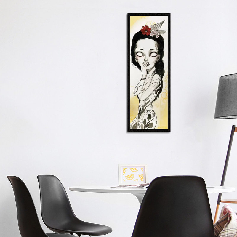 Sparrow by Sandi Calistro - Panoramic Painting on Canvas, 121.92 cm H x 40.64 cm W, Black Framed