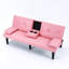 Canapé-lit multifonctionnel rose en PVC de 170 cm, pliable avec porte-gobelet, transforme le salon en chambre d'amis