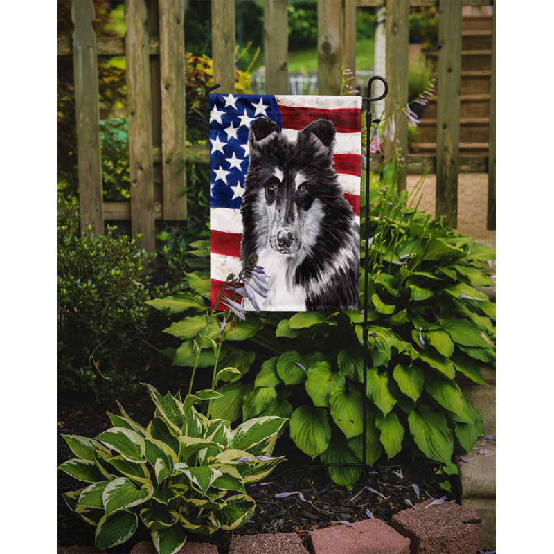 2 côtés en polyester de 2 côtés american drapeau de jardin, Noir / blanc colley