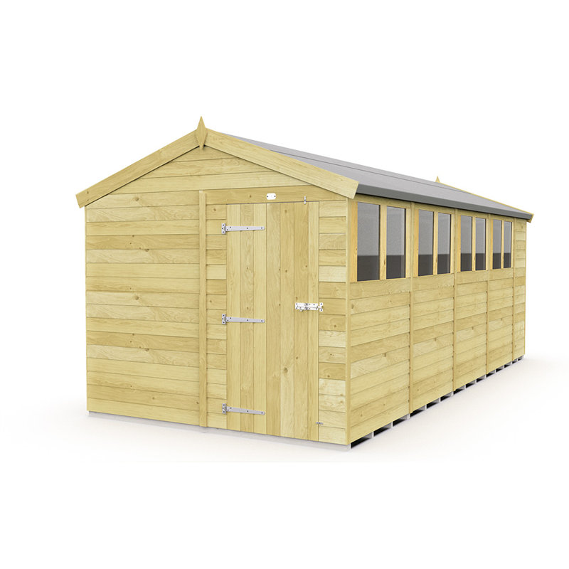 8ft x 18ft Apex Shed - Single Door with Windows