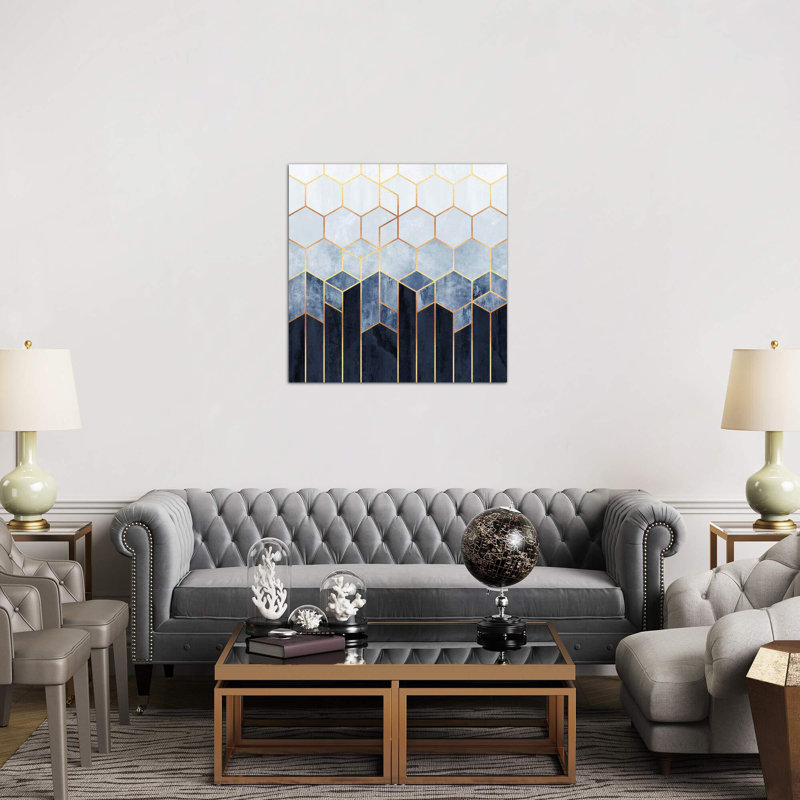 Soft Blue Hexagons by Elisabeth Fredriksson - Wrapped Canvas Print, No Frame, 45.72 cm H x 45.72 cm W x 1.91 cm D