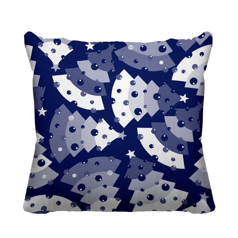Coussin décoratif intérieur / extérieur Christmas Tree, 17 po x 17 po, Bleu marine, Carré