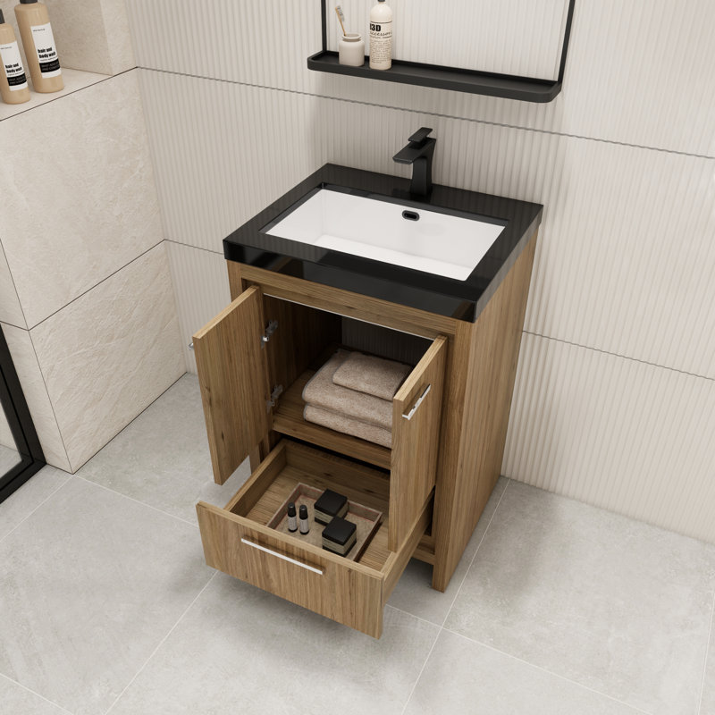 Ensemble de meuble-lavabo simple 24 po Aneko, Chêne naturel