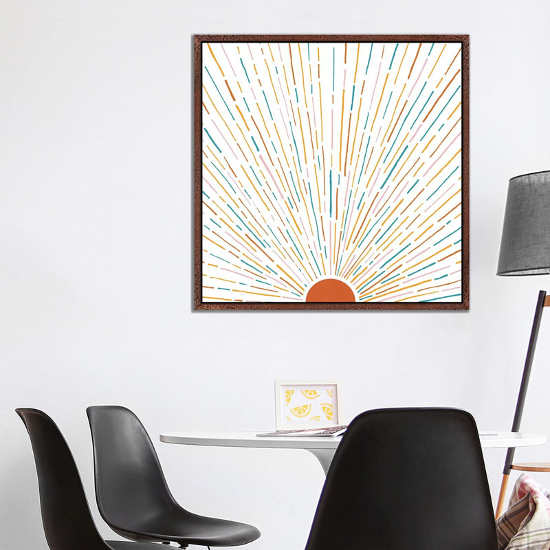 Sunshine All Around - Print on Canvas, 93.98cm H x 93.98cm W x 3.81cm D, Classic Brown Wood Floater Framed