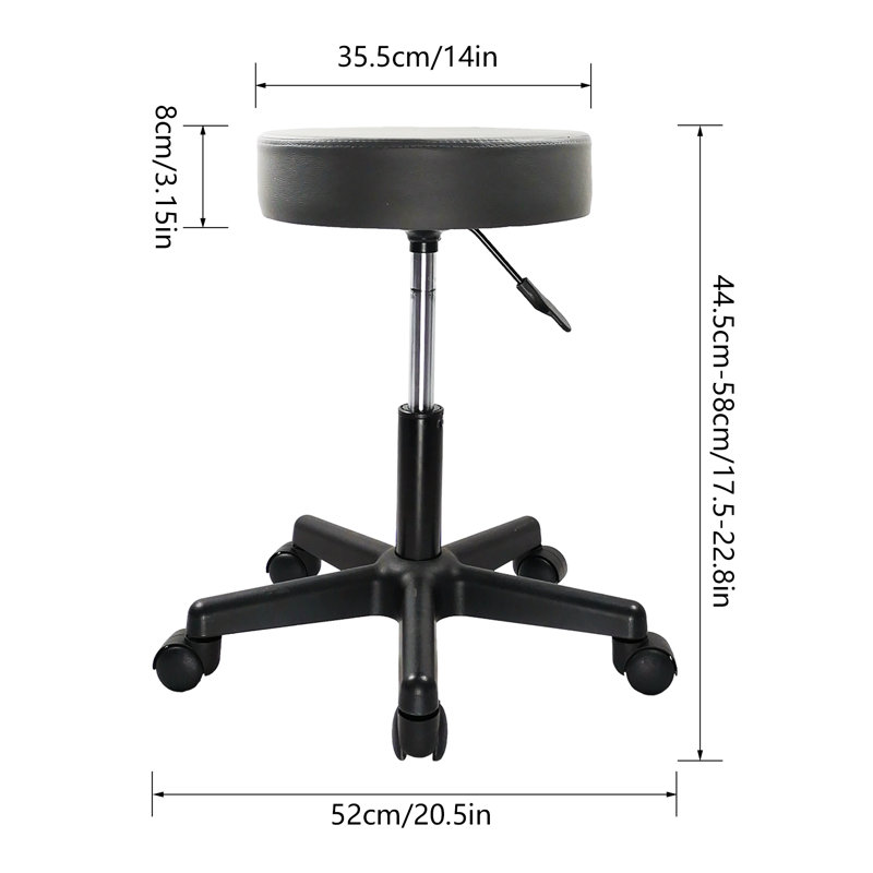 Adjustable Height Ergonomic Stool with Removable Casters / Wheels, Gray