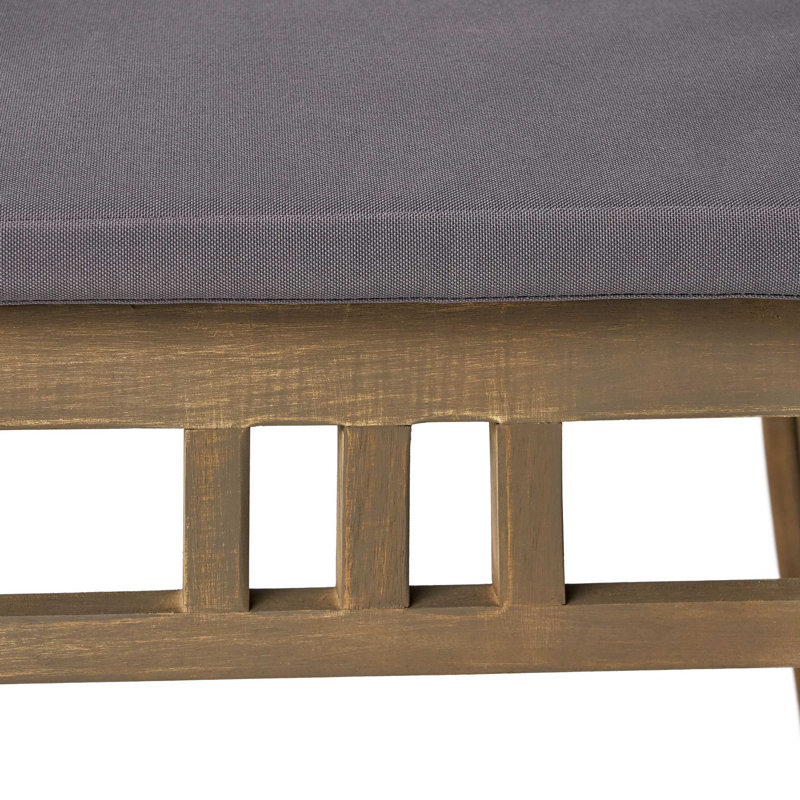 Chaises de salle à manger d'extérieur en bois avec coussins, ensemble de 2, Gris, Gris
